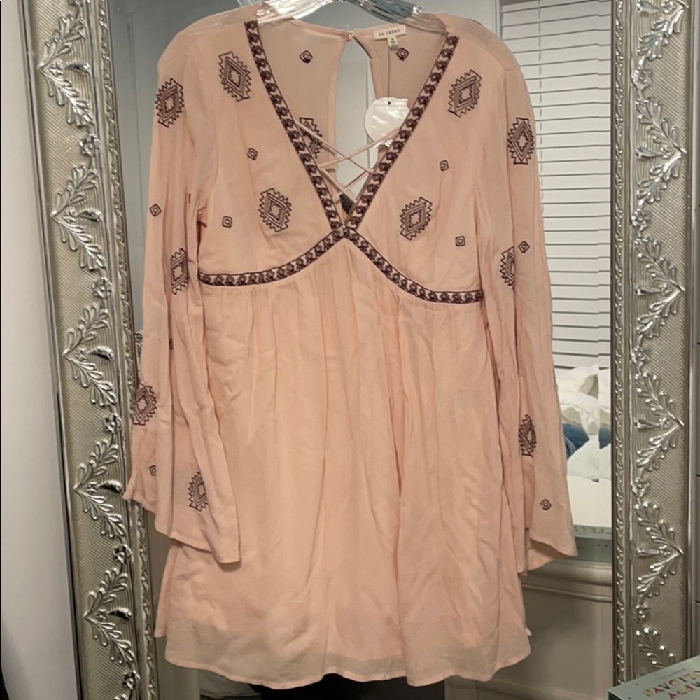 Boho pink and red dress